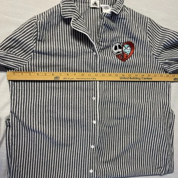 Disney Nightmare Before Christmas Striped Button Down Sleep Shirt XL - Picture 6 of 7